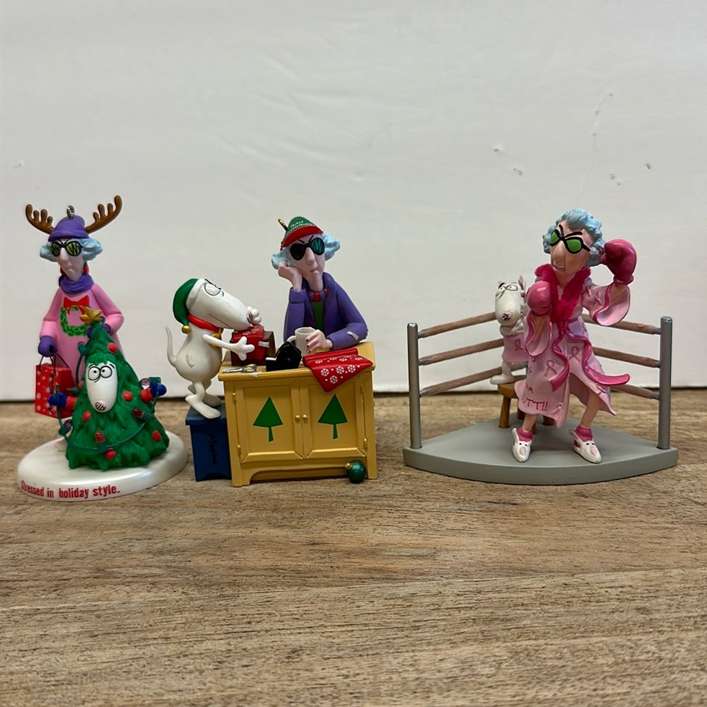 3 Maxine X-Mas Ornaments • 2008 2009 2010 • Hallmark J Wagner •